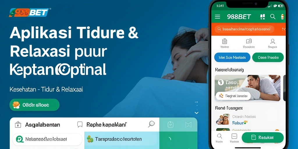 Antarmuka aplikasi 988BET dengan fitur Tidur & Relaksasi yang intuitif.