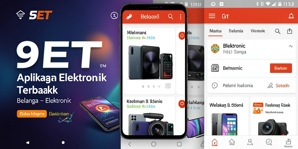 Antarmuka aplikasi 9ET yang modern dan fungsional untuk belanja elektronik.