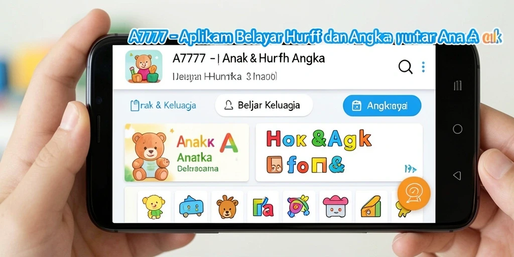 Antarmuka aplikasi A7777 yang interaktif dan ramah anak.