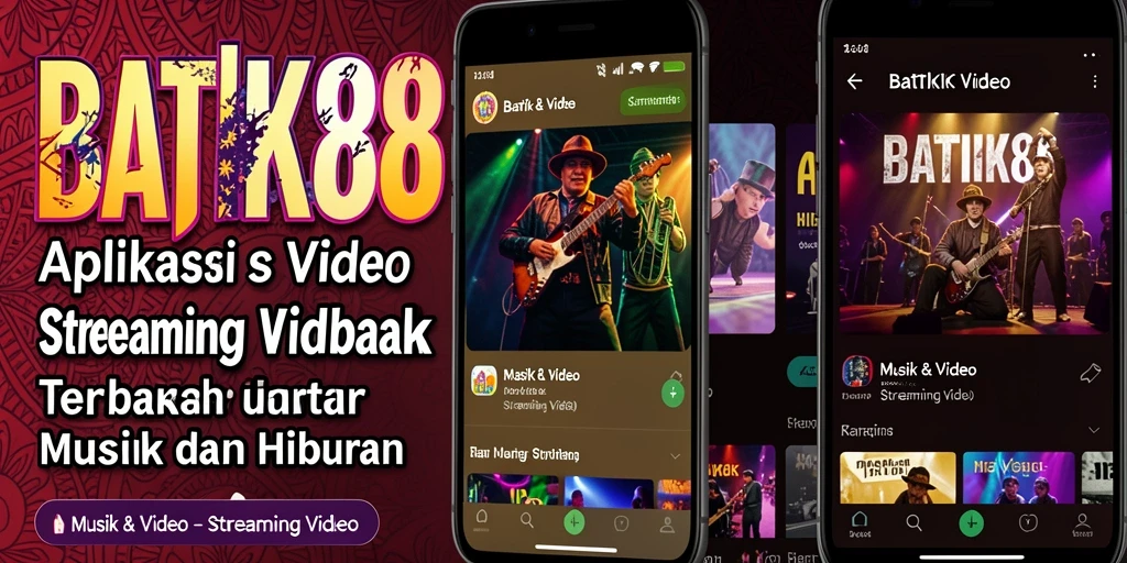 Tampilan antarmuka aplikasi BATIK88 dengan berbagai pilihan video streaming.