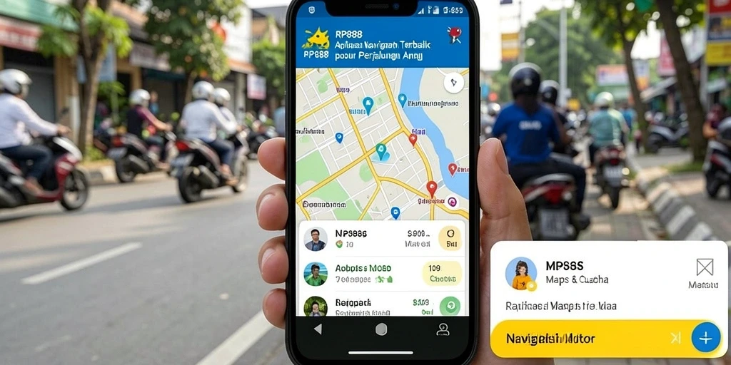 Antarmuka aplikasi RP888 untuk navigasi motor yang intuitif.