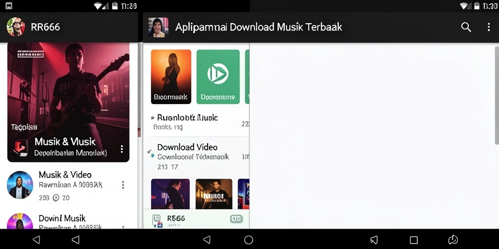 Antarmuka aplikasi RR666 yang sederhana dan fungsional untuk Download Musik.