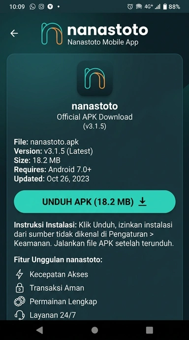 Panduan Unduh dan Instal APK nanastoto untuk Android